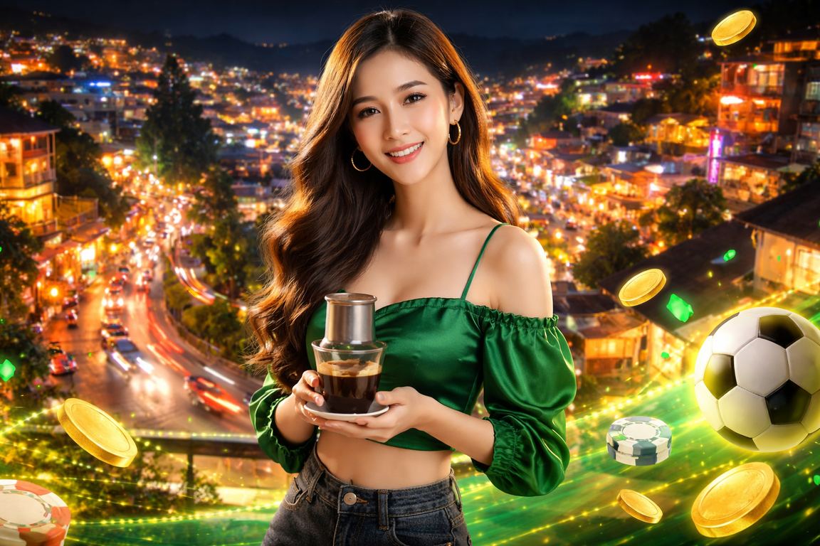 Người dùng tại Đà Lạt ngồi cà phê buổi sáng và theo dõi kèo thể thao trên điện thoại