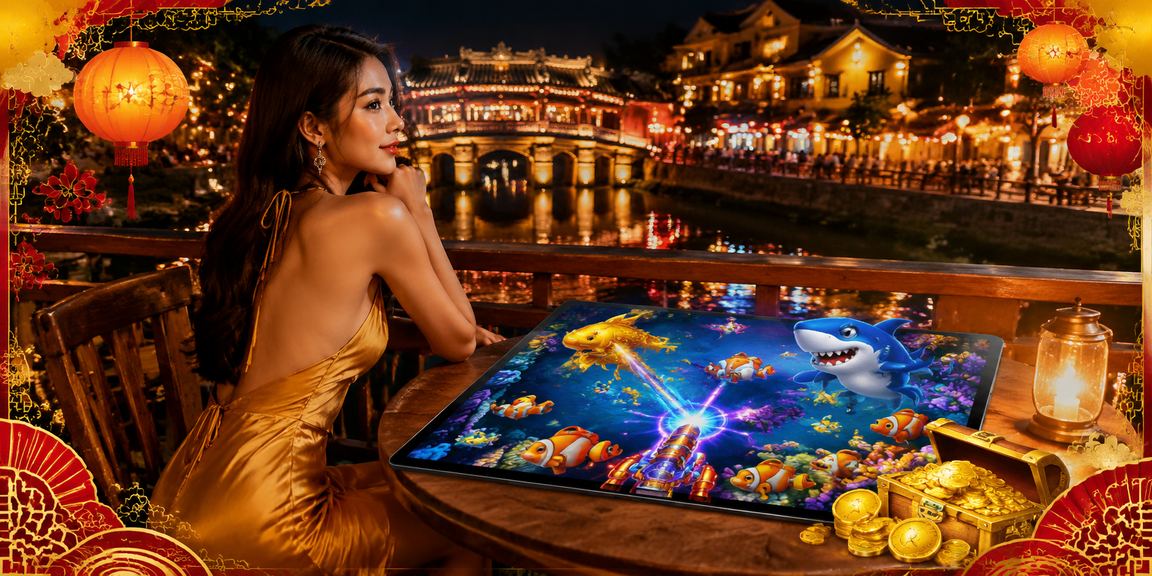 Người dùng tại Hội An thưởng thức cà phê và tham gia trò chơi bắn cá trực tuyến trên điện thoại